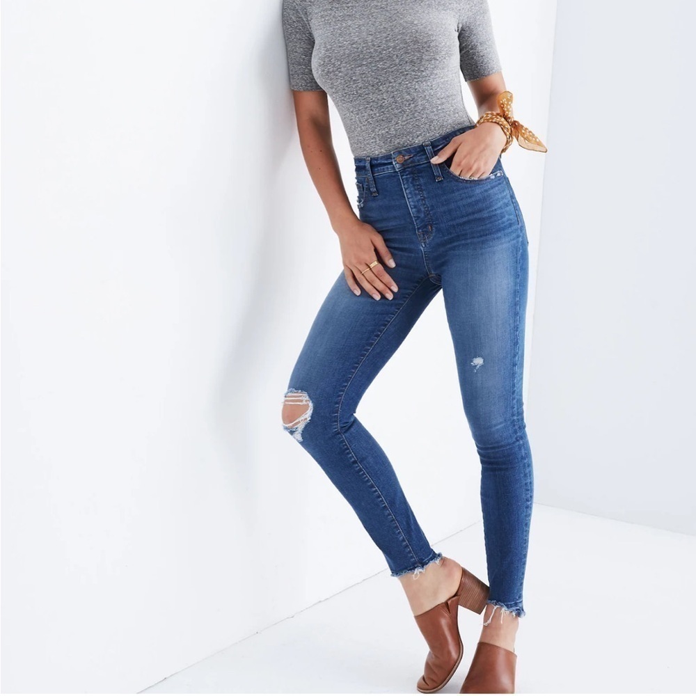 Madewell Petite Curvy High-Rise Skinny Jeans Drop Step-Hem Edition Raw Hem 33P